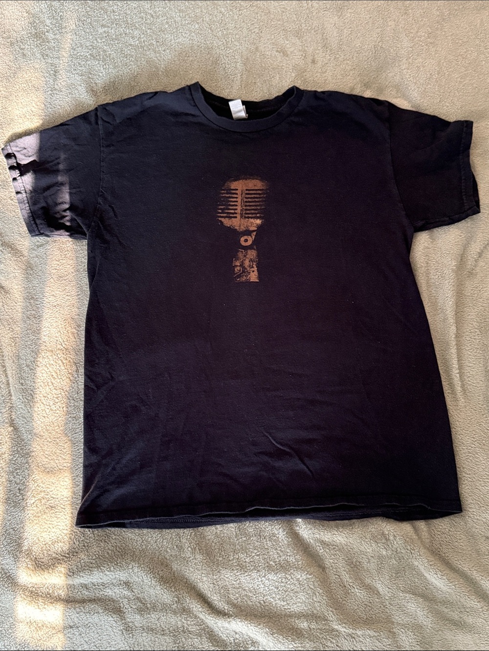 Gildan Black Short-Sleeve Tee with Bronze Microphone Graphic